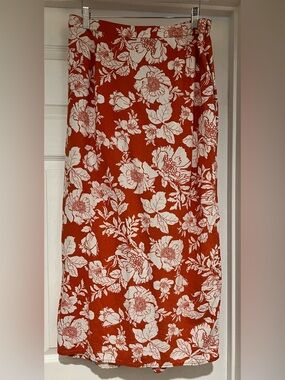 Floral Maxi Skirt in Orange and White